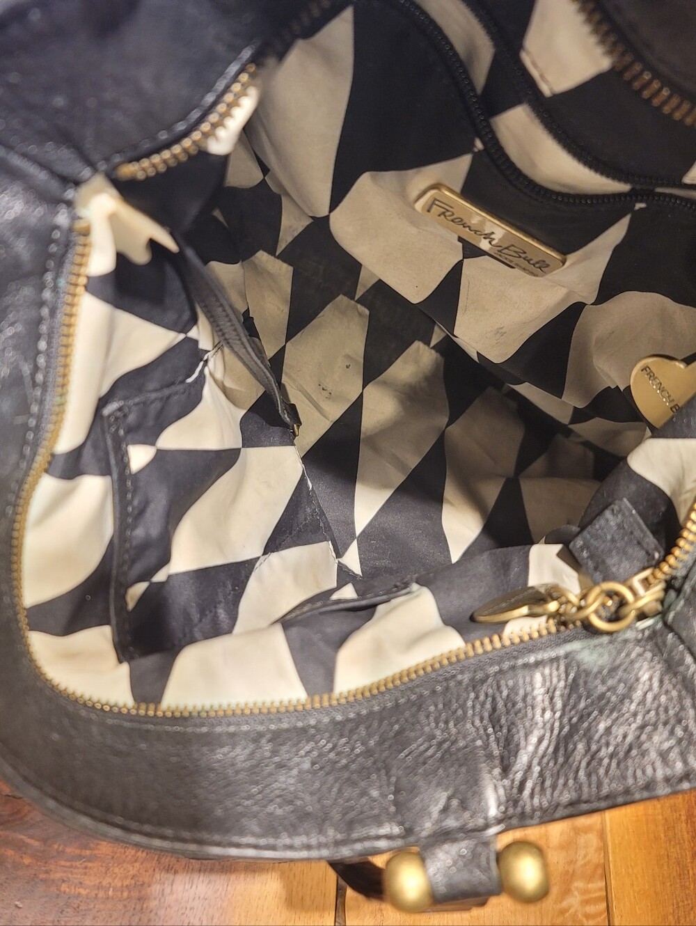 French Bull Jackie Shapiro Black Leather Studded Bag - Picture 8 of 14